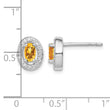 Sterling Silver Rhod-plated Yellow and White CZ Oval Stud Earrings - Birthstone Company