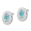 Sterling Silver Rhod-plated Blue and White CZ Oval Stud Earrings - Birthstone Company