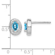Sterling Silver Rhod-plated Blue and White CZ Oval Stud Earrings - Birthstone Company