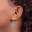 Sterling Silver Rhodium-plated Polished Created Blue Opal Turtle Shepherd Hook Earrings - Birthstone Company