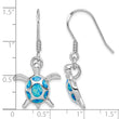 Sterling Silver Rhodium-plated Polished Created Blue Opal Turtle Shepherd Hook Earrings - Birthstone Company