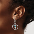 Sterling Silver Rhodium w/Created Blue Opal Dolphin Dangle Earrings