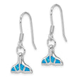 Sterling Silver Rhod Created Opal Dolphin Tail Dangle Earrings - Birthstone Company