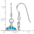 Sterling Silver Rhod Created Opal Dolphin Tail Dangle Earrings - Birthstone Company