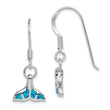 Sterling Silver Rhod Created Opal Dolphin Tail Dangle Earrings