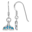 Sterling Silver Rhod Created Opal Dolphin Tail Dangle Earrings - Birthstone Company