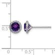 Sterling Silver Rhodium-plated Amethyst and CZ Post Earrings - Birthstone Company