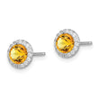 Sterling Silver Rhodium-plated Citrine and CZ Post Earrings - Birthstone Company