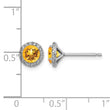 Sterling Silver Rhodium-plated Citrine and CZ Post Earrings - Birthstone Company