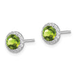 Sterling Silver Rhodium-plated Peridot and CZ Post Earrings - Birthstone Company