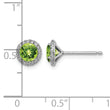 Sterling Silver Rhodium-plated Peridot and CZ Post Earrings - Birthstone Company