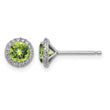 Sterling Silver Rhodium-plated Peridot and CZ Post Earrings - Birthstone Company