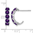 Sterling Silver Rhodium-plated Amethyst J-Hoop Earrings - Birthstone Company