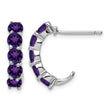 Sterling Silver Rhodium-plated Amethyst J-Hoop Earrings - Birthstone Company