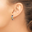 Sterling Silver Rhodium-plated Multi Gemstone J-Hoop Earrings - Birthstone Company
