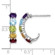 Sterling Silver Rhodium-plated Multi Gemstone J-Hoop Earrings - Birthstone Company