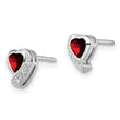 Sterling Silver Rhodium-plated Garnet and Diamond Heart Earrings - Birthstone Company