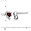 Sterling Silver Rhodium-plated Garnet and Diamond Heart Earrings - Birthstone Company