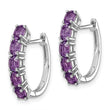 Sterling Silver Rhodium-plated Polished Amethyst Hinged Hoop Earrings - Birthstone Company