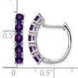 Sterling Silver Rhodium-plated Polished Amethyst Hinged Hoop Earrings - Birthstone Company
