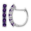 Sterling Silver Rhodium-plated Polished Amethyst Hinged Hoop Earrings - Birthstone Company