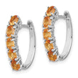 Sterling Silver Rhodium-plated Polished Citrine Hinged Hoop Earrings - Birthstone Company