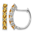 Sterling Silver Rhodium-plated Polished Citrine Hinged Hoop Earrings - Birthstone Company