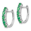 Sterling Silver Rhodium-plated Polished Emerald Hinged Hoop Earrings - Birthstone Company