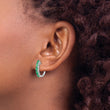 Sterling Silver Rhodium-plated Polished Emerald Hinged Hoop Earrings - Birthstone Company