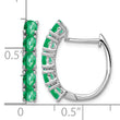 Sterling Silver Rhodium-plated Polished Emerald Hinged Hoop Earrings - Birthstone Company