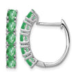 Sterling Silver Rhodium-plated Polished Emerald Hinged Hoop Earrings - Birthstone Company