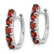 Sterling Silver Rhodium-plated Polished Garnet Hinged Hoop Earrings - Birthstone Company