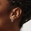 Sterling Silver Rhodium-plated Polished Garnet Hinged Hoop Earrings - Birthstone Company