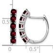 Sterling Silver Rhodium-plated Polished Garnet Hinged Hoop Earrings - Birthstone Company