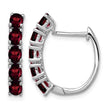 Sterling Silver Rhodium-plated Polished Garnet Hinged Hoop Earrings - Birthstone Company