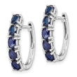 Sterling Silver Rhodium-plated Polished Sapphire Hinged Hoop Earrings - Birthstone Company