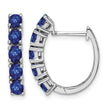 Sterling Silver Rhodium-plated Polished Sapphire Hinged Hoop Earrings - Birthstone Company