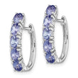 Sterling Silver Rhodium-plated Oval Tanzanite Hinged Hoop Earrings - Birthstone Company