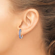 Sterling Silver Rhodium-plated Oval Tanzanite Hinged Hoop Earrings - Birthstone Company