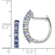 Sterling Silver Rhodium-plated Oval Tanzanite Hinged Hoop Earrings