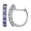 Sterling Silver Rhodium-plated Oval Tanzanite Hinged Hoop Earrings - Birthstone Company