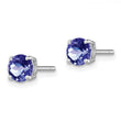 Sterling Silver Rhodium-plated Round Tanzanite Post Earrings - Birthstone Company