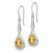 Sterling Silver Rhodium-plated CZ and Citrine Dangle Earrings - Birthstone Company