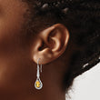 Sterling Silver Rhodium-plated CZ and Citrine Dangle Earrings - Birthstone Company