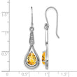 Sterling Silver Rhodium-plated CZ and Citrine Dangle Earrings - Birthstone Company