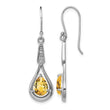 Sterling Silver Rhodium-plated CZ and Citrine Dangle Earrings - Birthstone Company