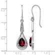 Sterling Silver Rhodium-plated CZ and Garnet Shepherd Hook Earrings - Birthstone Company