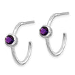 Sterling Silver Rhodium-plated Amethyst Post Hoop Earrings - Birthstone Company