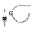 Sterling Silver Rhodium-plated Amethyst Post Hoop Earrings