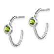 Sterling Silver Rhodium-plated w/Peridot Post Hoop Earrings - Birthstone Company